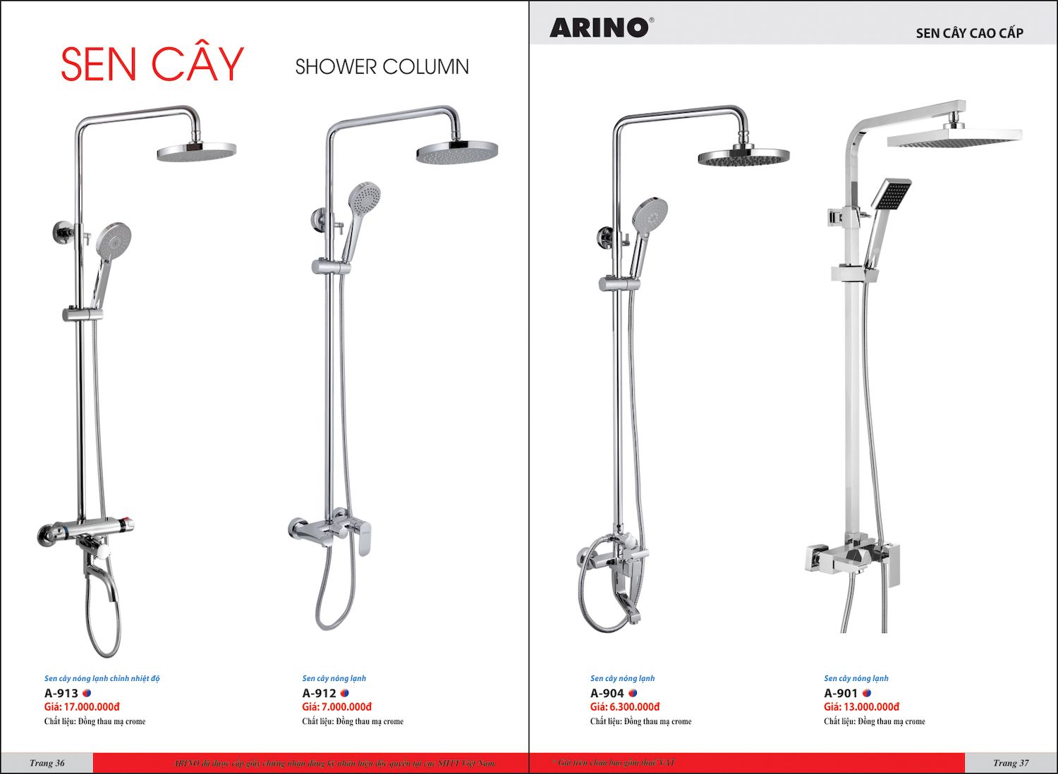 Thiết bị vệ sinh ARINO Catalogue và Bảng giá mới nhất /Page 19